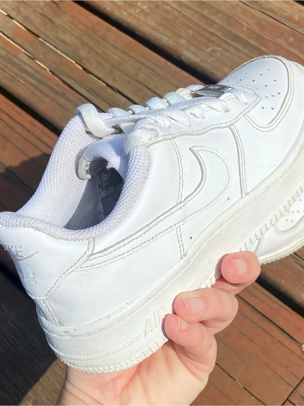 White Nike Air Force One Leather Size 4Y Casual Athletic Sneakers Low-Top